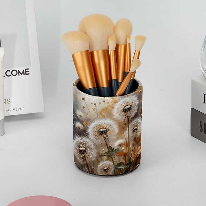 Vintage Dandelion Pen Holder Pencil Organizer for Desk, 3.1” x 3.1” x 3.9” Pencil Cup Office Supplies, Large Capacity Cute Pen and Makeup Brush Holder for Home, School, Desktop