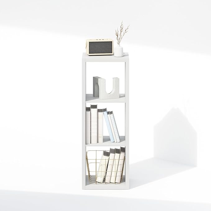 Furinno Cubic Extra Thick 3-Cube Closet Organizers and Storage, White | 14.6 x 16 x 44 in, Open Shelf Closet Storage, Closet Organizer, for Wardrobe, Bedroom, Living Room