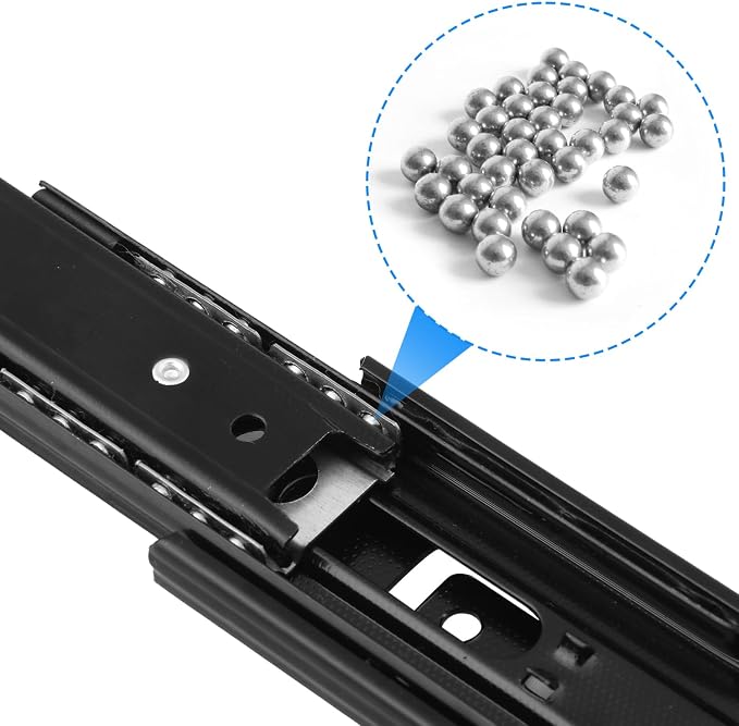 8 Pair 6 Inch Black Soft Close Drawer Slides, Heavy Duty Drawer Slides, Ball Bearing 3 Folds Full Extension, Used in Keyboard Trays, Table Drawers, Shelves, Nightstands, and More, by GENHAKON