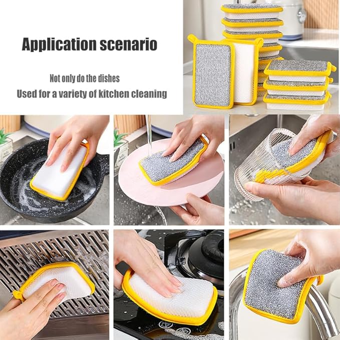 10PCS Multipurpose Dishwashing Rags, 2024 New Double Sided Sponge Kitchen Dishcloth, Multi-Purpose Absorbent Sponge Dishwashing Rags for Washing Dishes Cleaning Kitchen(3.94 * 5.91inch)