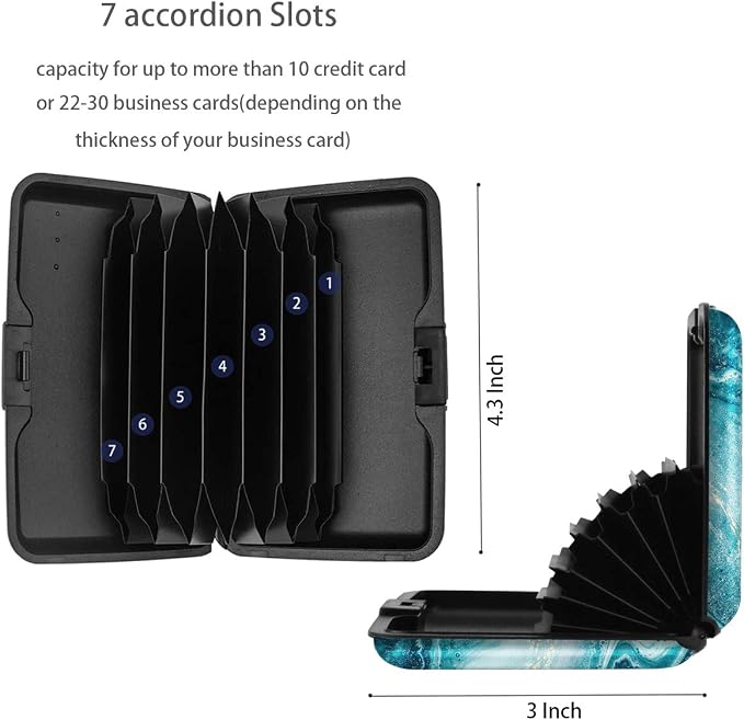 Coco Rossi Credit Card Holder RFID Aluminum Small Mini Wallet Women | Metal Wallet, Business Cards Holder, ID Case, Slim Sleeves, Womens Girls Gift, Carry Proof Wallets for Travel, Teal Marble