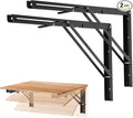 Ravinte Matte Black Folding Shelf Brackets, 22 Inch, 2 Pack | Collapsible Bracket Design, Table And Bench Support, Space-Saving Shelf Setup, For Worktops, Laundry Rooms, Garage Projects