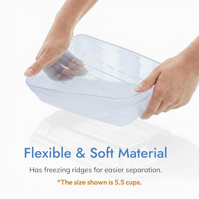 carrotez Flexible Freezer Storage Containers with lids, 2Pack 8.5cup Blue