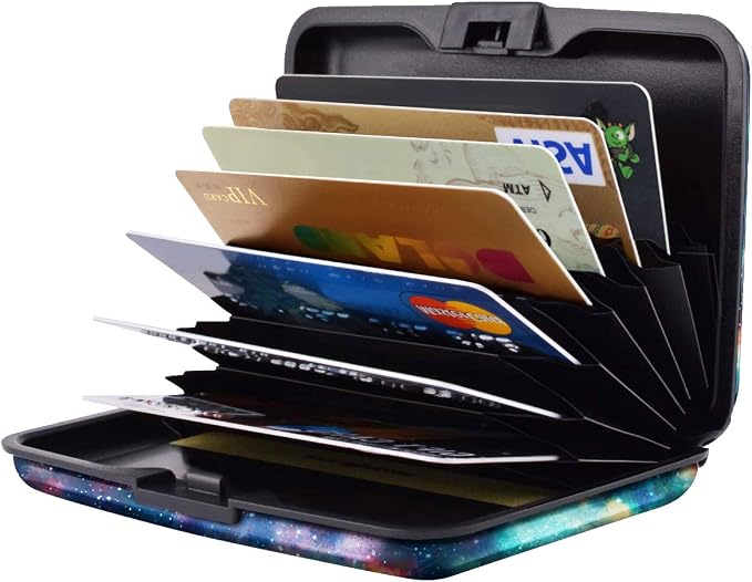 Credit Card Holder for Women,RFID Blocking Slim Hard Mini Card Case ID Case Travel Wallet Nebula