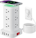 Extension Cord with Multiple Outlets, SMALLRT Surge Protector Power Strip Tower, Outlet Extender with 12 AC Outlets 4 USB, 6.5FT Extension Cord for Home Dorm Room, Office Supplies,Overload Protection