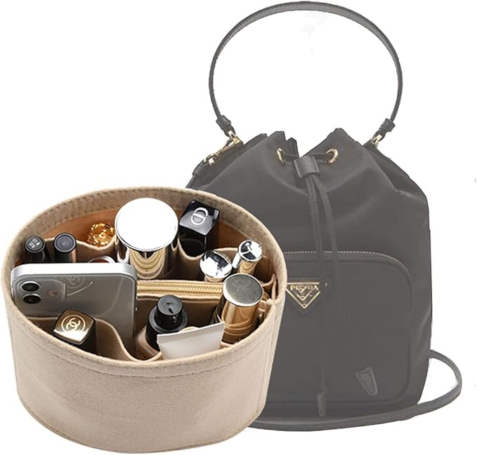 Lckaey Felt Purse Organizer Insert, for bucket liner storage bag2071Beige