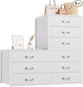 3 Fabric Drawer for Closet Storage: White Stackable Dresser Short Drawers for Clothes Organizer, Low Modular Chest Cabinet for Inside Closet Bedroom Nursery & Small Spaces, 3 Packs