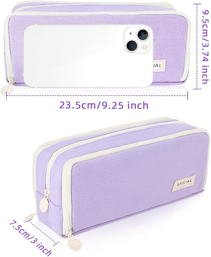 iSuperb Large Pencil Case 3 Compartments Pencil Pouch Big Capacity Pencil Bag for Kids Teen Girls Boys Student School Supplies Oxford Organizer Pen Bag Cosmetic Makeup Pouch