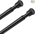2 Pack Black Spring Tension Curtain Rods 28-38 Inches, Spring Loaded Curtain Rods No Drilling, Adjustable Small Tension Rod for Windows, Kitchen, Doorway, Bathroom, Closet