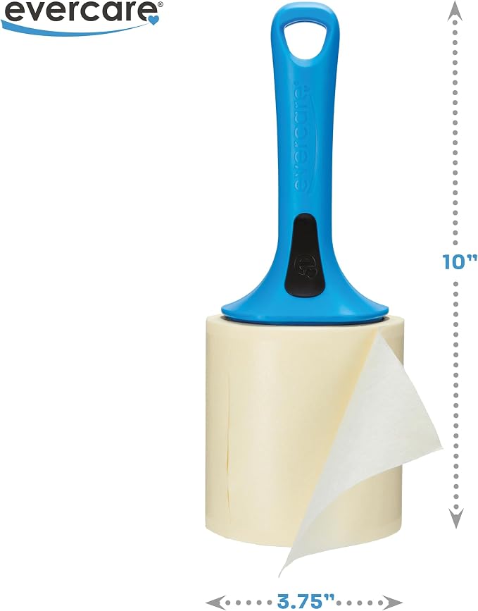 Evercare Jumbo Lint Roller, 60‑Sheet Extra‑Large Adhesive Roller with Blue Handle for Pet Hair & Lint