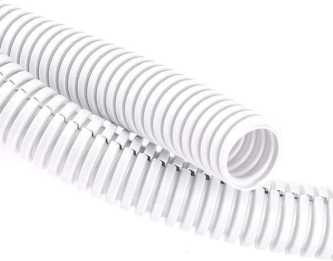 ZhiYo 20FT 1/4” Wire Loom Split Tubing Auto Wire Conduit Flexible Cover | High Temperature Heat Resistant -40F to 257F | Plastic Cover for Electrical Wires & Cables, White