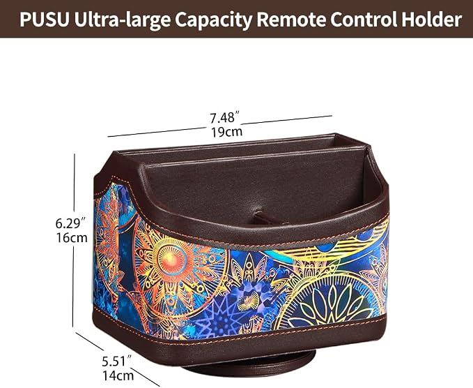 PU Leather 360° Rotatable Remote Control Holder, TV Remote Caddy for Table | Colorful Art Supply Organizer Pen Holder, Multi-Functional Desk Organizer for Nightstand,Living Room,Home and Office Decor