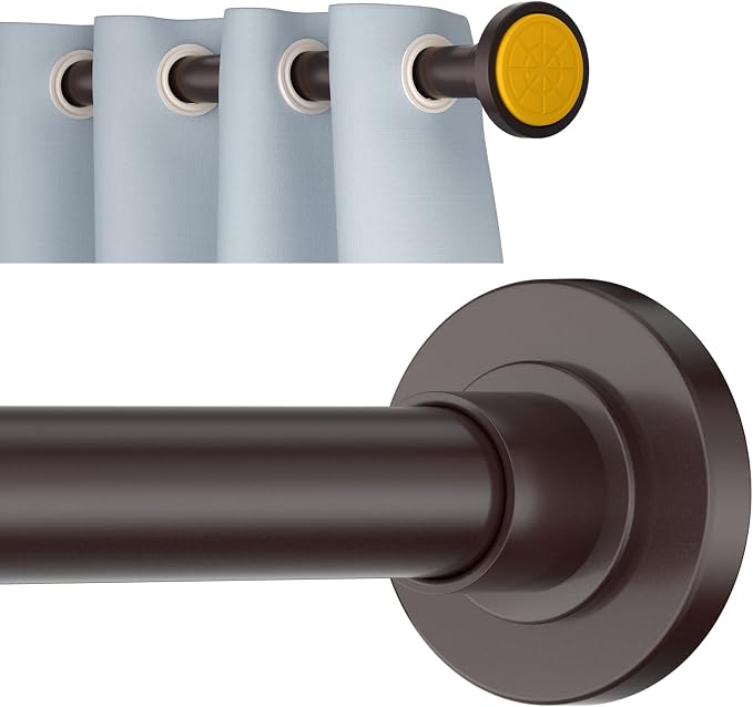Bronze Shower Curtain Rod Tension 30 to 92 Inch,1 Inch Diameter Adjustable Tension Curtain Rod No Drilling,Shower Rods for Bathroom,No Rust