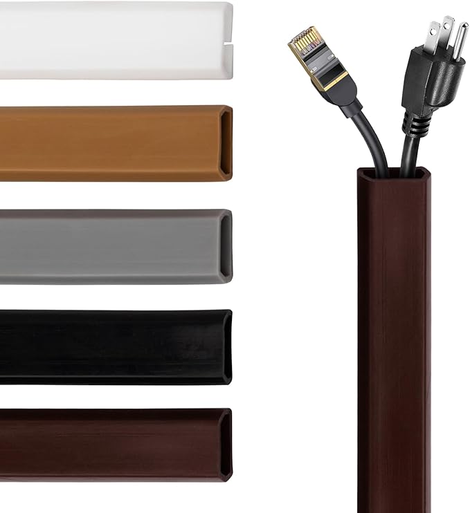 TV Cord Hider – Flexible Wall Cord Cover Slim Design Silicone Cable Raceway - Self Adhesive, Cut to Size Design for Hiding Wires on Wall - Clean Home Setup Cable Concealment (Dark Brown, 10 Feet)