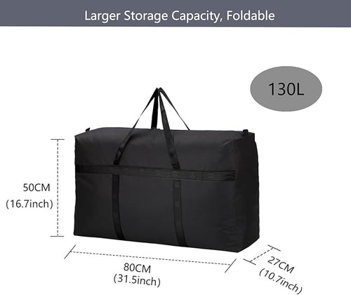 130L Extra Large Moving Bags Storage Totes Bag for Clothes, Moving Supplies, Space Saving Storage Bag Organizer for Moving, Traveling (Black-130L)