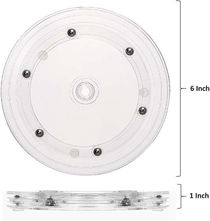 SANGLE SOPFFY 6.4-Inch Round Acrylic Cookie Turntable with Non-Slip Mat | Cake & Cupcake Decorating Rotary Stand (6 Inch-2PC)