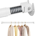 Closet Rods For Hanging Clothes,17-99 Inches Stepless Spring Adjustable Closet Rod With bracket U-shaped,1.3 Inches Heavy Duty White Closet Hanging Rod For Wardrobe,Laundry room,Bathroom And Windows