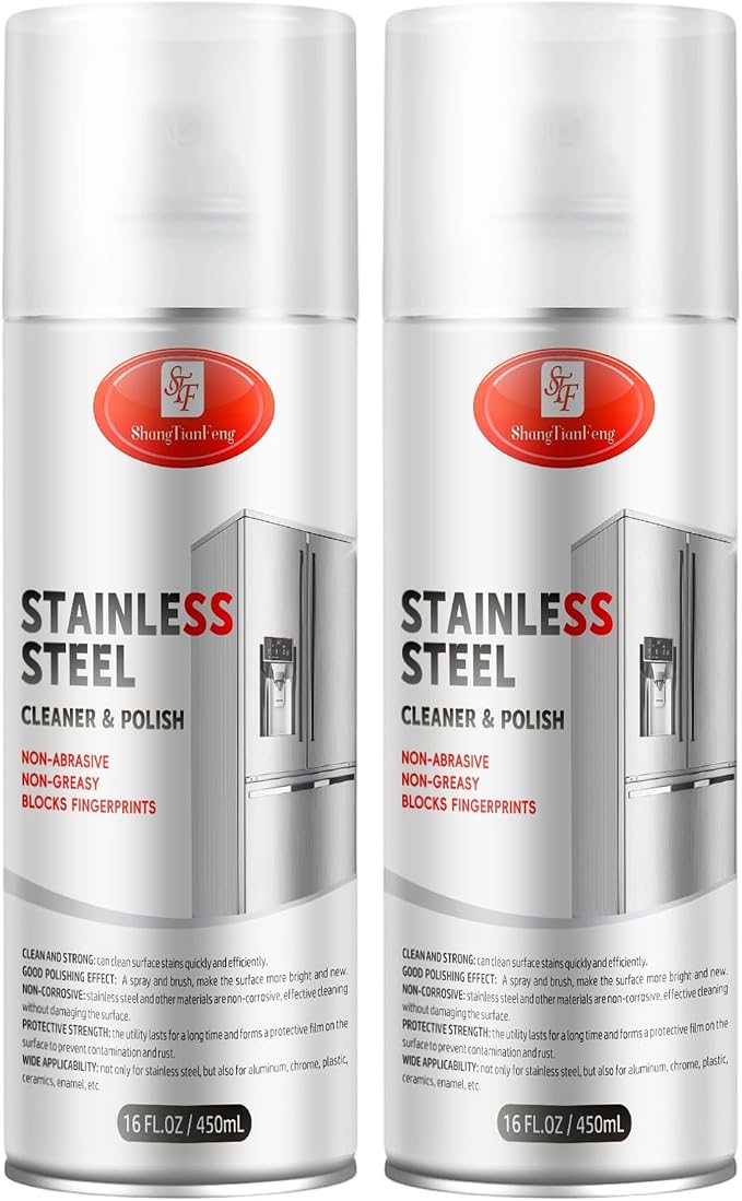 Stainless Steel Cleaner & Polish （17OZ Pack of 2）- Quick Shine, Streak-Free Formula - Safe for Appliances, Cookware, Sinks - Restores Shine - Eco-Friendly