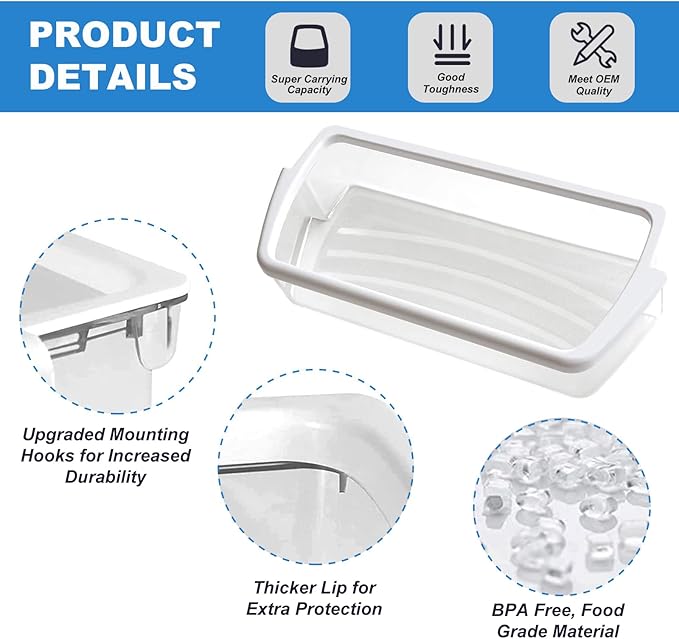 2 PACK Upgraded W10321304 Refrigerator Door Shelf Replacement Compatible with Whirlpool Fridge Door Bin WRS325FDAM01 WRS325FDAM02 WRS325FDAM04 ED5FVGXWS07 - Replace WPW10321304 AP6019471 2179574