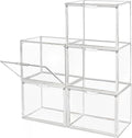 GUDEMAY Clear Stackable Plastic Storage Bins with Magnetic Lid, Dustproof Book & Cosmetic Display Cases, Large Figures Collectibles Showcase, Shoe Box, Protection Organizer (L, Count, 5)