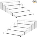 10 Pack Acrylic Spice Rack Organizer for Cabinet(10.8"~12.4"L), 5 Size Seasoning Organization with Non-Slide Silicone Pads, Clear Shelf Riser Storage Can & Cup for Kitchen Countertop, Cupboard, Pantry
