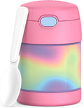 THERMOS FUNTAINER Insulated Food Jar, 10 Ounce, Kid Friendly Food Jar with Foldable Spoon, Rainbow Cloud