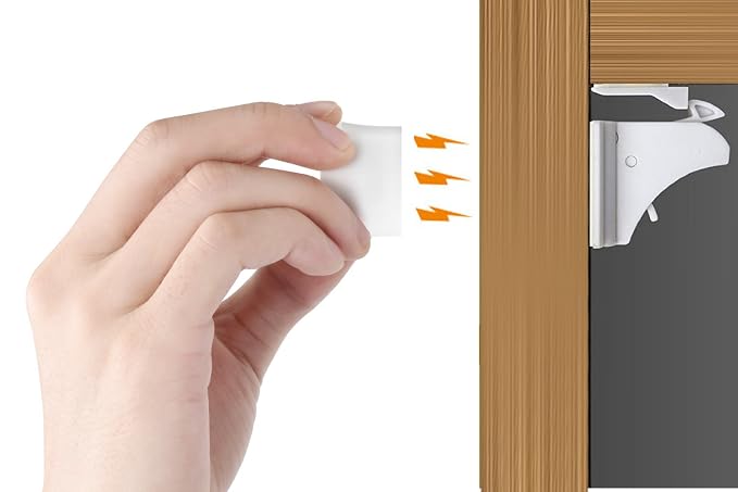 Vmaisi Adhesive Magnetic Locks for Cabinets & Drawers (40 Locks and 4 Keys) | Keeps dangerous things away from kids