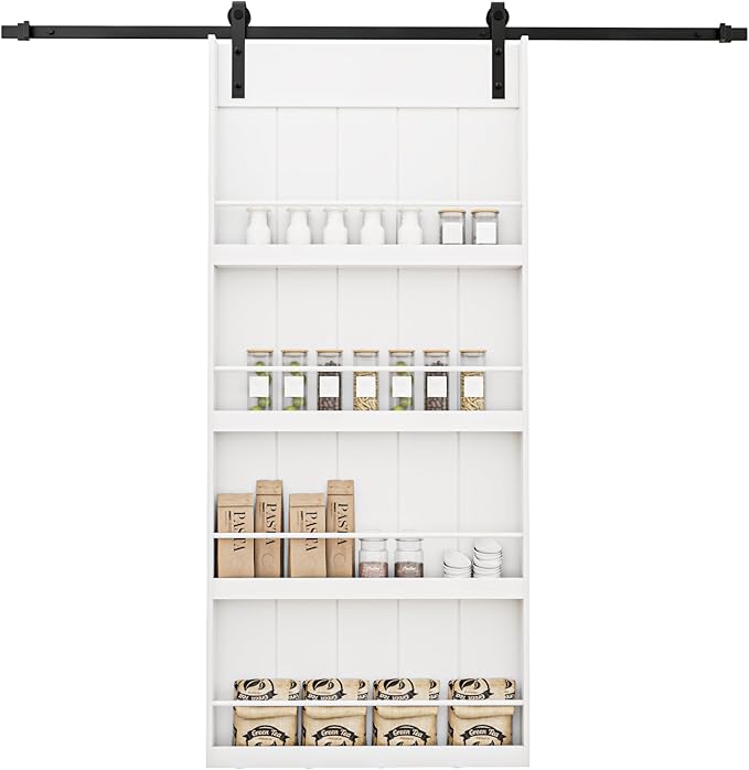 Sliding Barn Doors -Four Levels Bookshelf Style Design Installation Hardware Kit Included,36'' x 84''