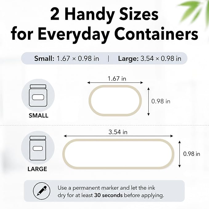 Waterproof Kitchen Labels for OXO POP Food Storage Containers and Home Organization, Pack of 64