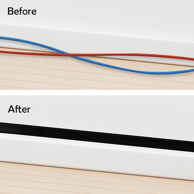 TV Cord Hider – Flexible Wall Cord Cover Slim Design Silicone Cable Raceway - Self Adhesive, Cut to Size Design for Hiding Wires on Wall - Clean Home Setup Cable Concealment (Black, 10 Feet)