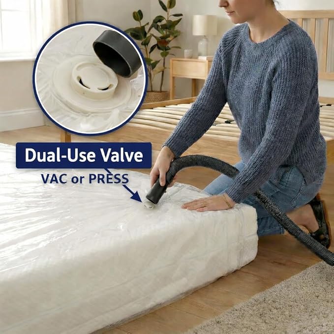 Hefty Shrink-Pak Mattress Bags for Moving - King/California King Size | Heavy Duty & Water Resistant Vacuum Compression Mattress Bag, Storage Protection Mattress Cover for Moving