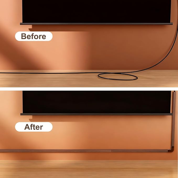 Yecaye Cord Hider, 113in Cord Covers for Wires on Wall, One-Cord Cord Organizer, Easy Install Cable Management Kit, Cable Cover Home Office, W0.59in H0.4in, Cherry