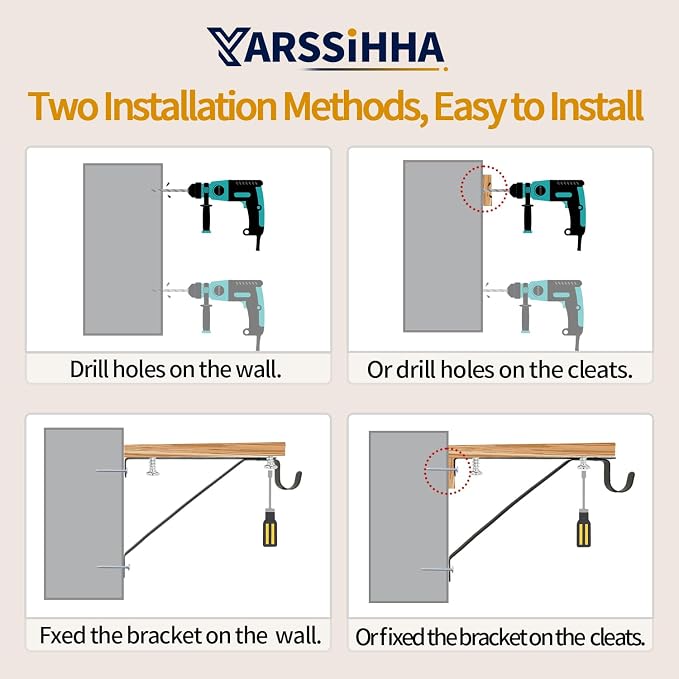 Yarssihha 4 Pack Adjustable Closet Rod Bracket, Wall Mounted Closet Shelf Bracket, Black Closet Rod Support Bracket with Screws