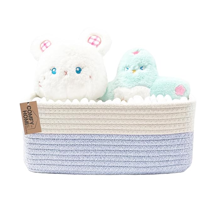 COMFY-HOMI 11.5"x7.5"x4.7" Storage Baskets for Organizing | Cotton Rope Woven Basket | Toy Storage Bin Box | Basket for Shelves, Closet Organizer Bin, Decorative Closet Shelf, 1 Pack