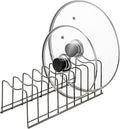 Pot Lid Holder Organizer, Kitchen Countertop Storage Rack Cutting Boards, Bakeware, Pots & Pans, Serving Trays, Reusable Containers in Cabinet Pantry, Stainless Steel