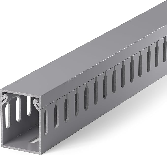 1.6"H x 1.2"W Cable Raceway, 99in Under Desk Wire Management Channel, Grey | Slotted Wire Duct, 6Pack, 16.5in Each, Heavy-Duty PVC Cable Management for Server Racks, Network Cables & Electrical Cabinets