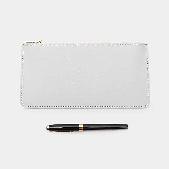Pencil Pen Case Stationery Case Pouch Bag (Black,Faux leather)