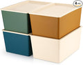 Menkxi 4 Pcs Storage Bins with Lids Plastic Stackable Containers for Organizing Shelves Christmas Ornament Box Baskets(Mixed Color,Large)