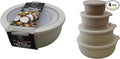 Set of 4 BPA-Free Round Food Storage Containers Vented Lids Assorted Sizes, Microwave & Freezer Safe Nesting Design for Leftovers Meal Prep Fridge Organization Dry Grains (Ivory)