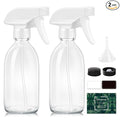 Tecohouse Glass Spray Bottle 8 oz, Clear Small Empty Refillable Sprayer Container with Labels, Funnel, Lids, Graduated Pipettes - Handheld Size