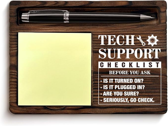 Tech Support Gifts for Women Men, Funny Gift for IT Tech Support Engineer Computer Programmer Christmas Birthday Funny Technology Gifts Sticky Note Holder Office Decor