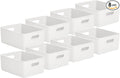 Superio Decorative Plastic Basket Open Home Storage Bins Organizer Baskets, Large White (8 Pack) Container Boxes for Organizing Closet Storage Bins for Shelves Drawer Shelf, 15 Liter