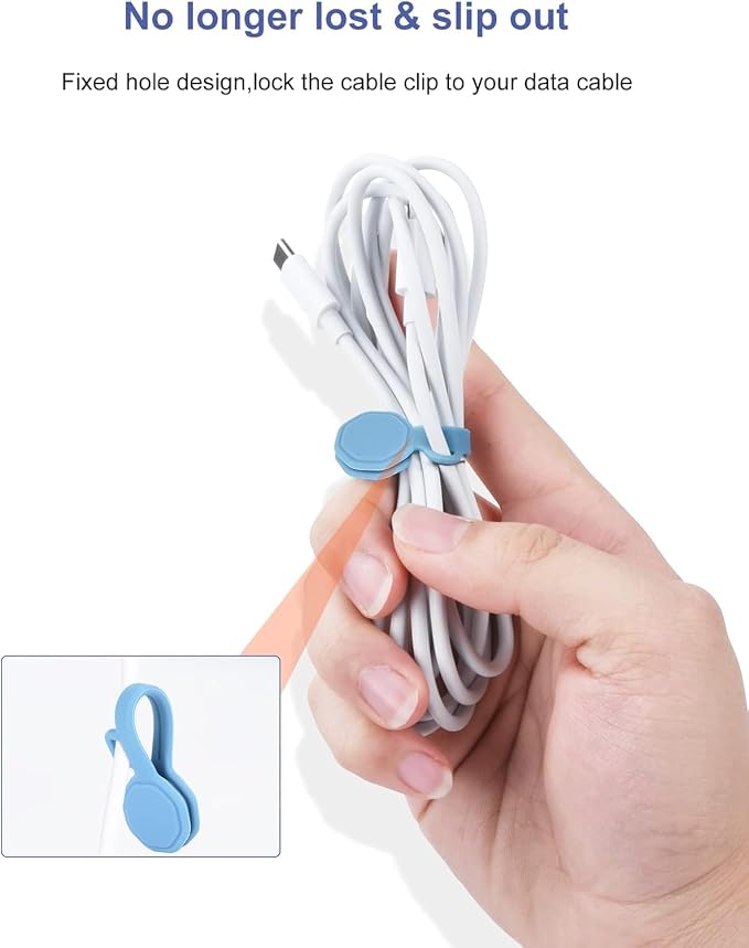 6 PCS Silicone Magnetic Cable Ties, Cable Clips Cord Organizer [1S] Management cable Cords, Reusable Magnet Cable Organizer, Phone Cord Holder for Organizing, Bookmark Whiteboard Fridge Magnets etc