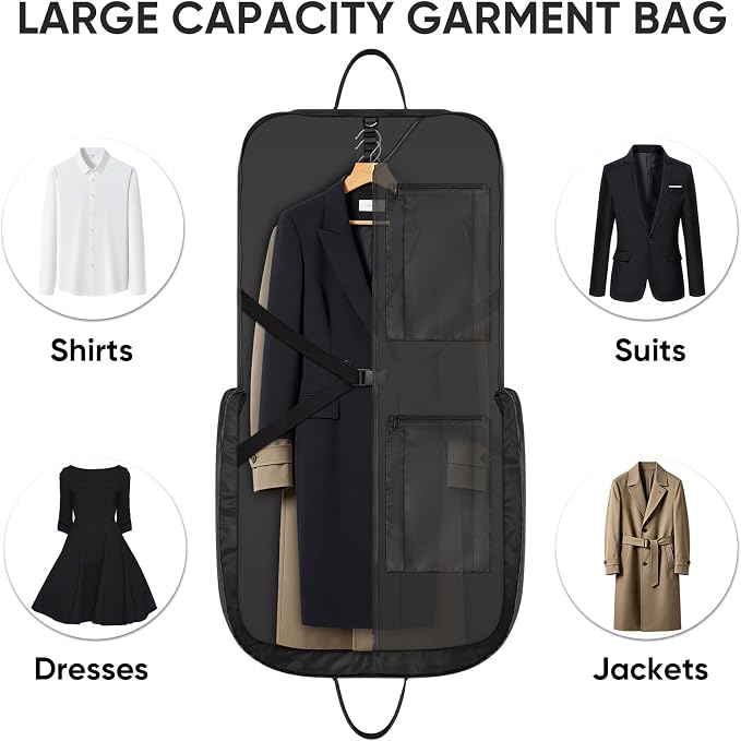 BALEINE Travel Garment Bag, Travel Suit Bag for Men, Water Resistant Carry on Garment Bag for Hanging Clothes, Garment Duffel Bag for Travel Business (Grey, 48")