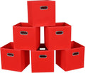STOREONE Fabric Storage Bins Cubes Baskets Containers-(11X11X11) with Dual Handles for Shelf Closet, Nursery Home ， Bedroom Organizers, Foldable Set of 6 (Red)