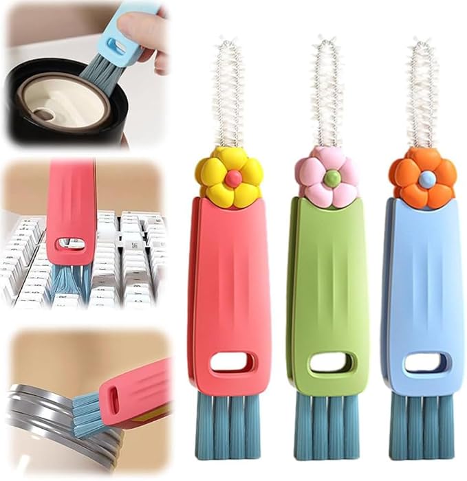 3 in 1 Cup Lid Cleaning Brush, Crevice Cleaning Brush for Bottle Gap Tight Spaces Cup, 3 in 1 Multifunctional Cleaning Brush Lid Cleaner Brush, Portable Cup Lid Cleaner with Brush for Home Kitchen