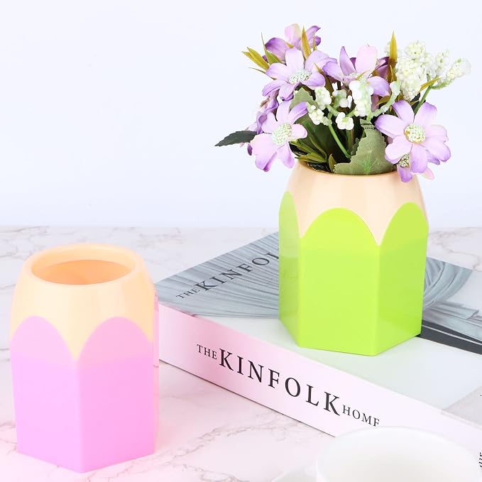 6pcs Pencil Shaped Pen Holders, Cute Desktop Pen Cup & Makeup Brush Container - Creative Stationery Storage for Office & Home Decoration