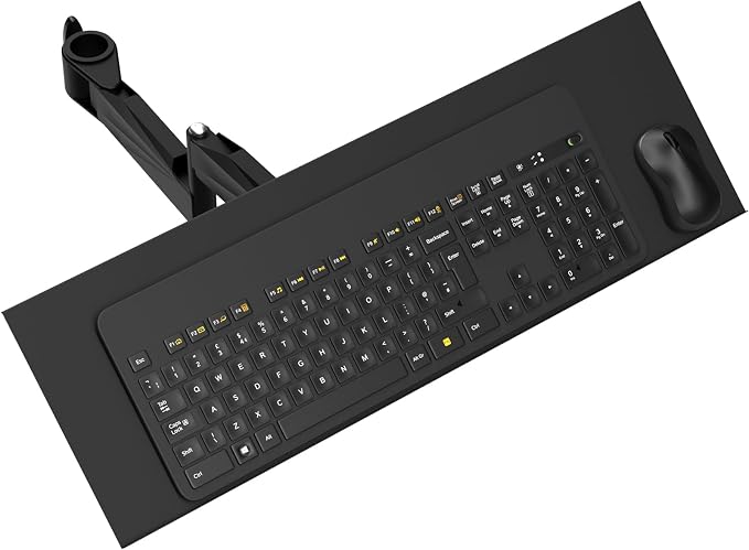 Keyboard Tray Wall Mount with Spring Arm, 23 Inch Keyboard and Mouse Platform, Height Adjustable Typing Stand, Wall Mount Holder for Laptop Desk Workstation, Home Office, Medical, Gaming (Pole)