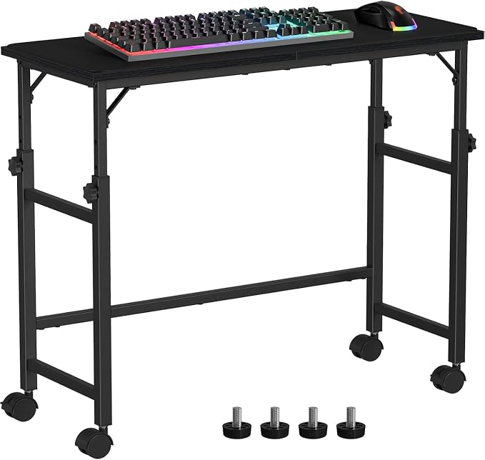 Snughome Mobile Keyboard Tray with Mouse Pad, Height Adjustment 21.6"-31.1", Keyboard Standing Desk, Rolling Under-Desk Extender with Lockable Casters, Desk Accessories for Home Office, Black