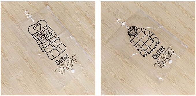 Hanging Vacuum Storage Bags, 2Pcs Space Saver Garment Bags for Clothes, Dresses, Coats, Reusable Vacuum Seal Storage Bags with Hangers, for Dresses, Coats, Down Jackets(S 4Pcs)